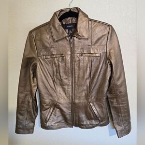Alfani Women's Bronze Leather Jacket
